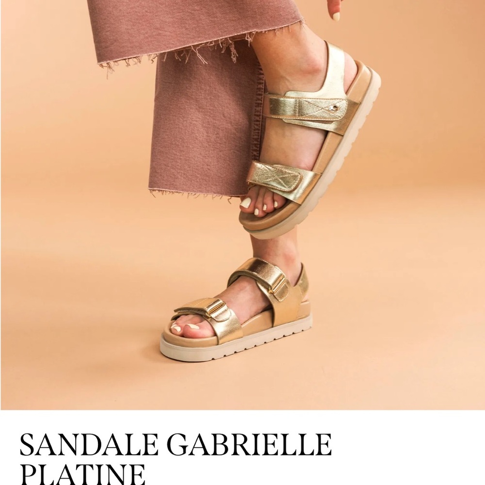 Gold sandals, worn once, bought in France this Summer, size 7
